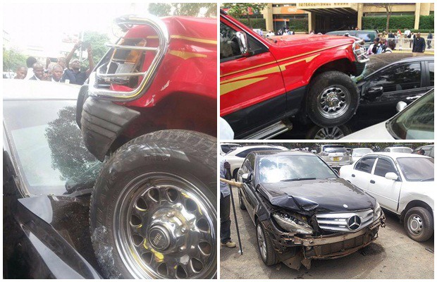 A Nairobi Security Guard Tries To Drive A PAJERO And Smashes Into 7 Cars A Nairobi Security Guard Tries To Drive A PAJERO And Smashes Into 7 Cars