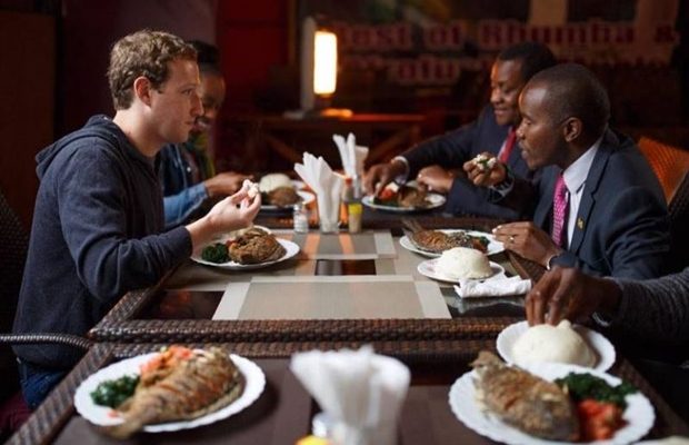 Facebook Billionaire spoted eating ugali and fish Facebook Billionaire spoted eating ugali and fish